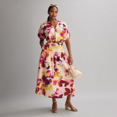 Worthington Misty Floral Blouse and Skirt