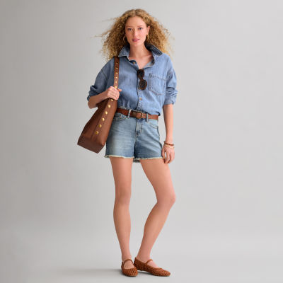 a.n.a. Denim Button Down Shirt and Mid Rise Short