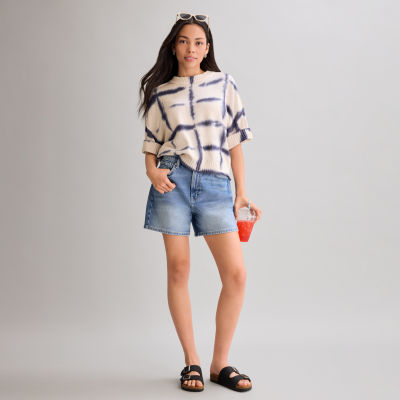a.n.a Short Sleeve Sweater and High Rise Denim Shorts