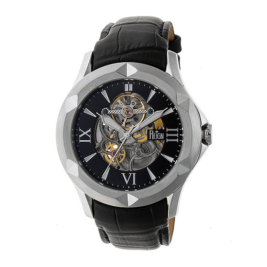 Reign Unisex Adult Automatic Black Leather Strap Watch Reirn4704