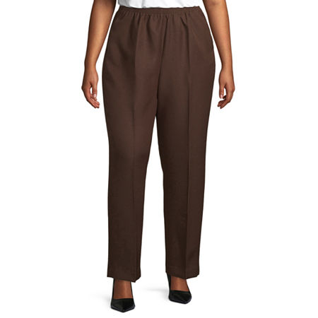 Alfred Dunner Classics Womens Plus Straight Pull-On Pants, 18w Short, Brown