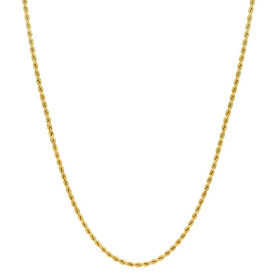 Made in Italy 18K Gold 22 Inch Hollow Rope Chain Necklace