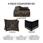 Queen Street Willow 4-Pc. Damask And Scroll Heavyweight Comforter Set