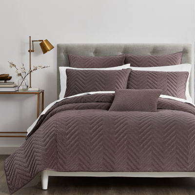 Fieldcrest Chevron Velvet Quilt, Color Truffle JCPenney