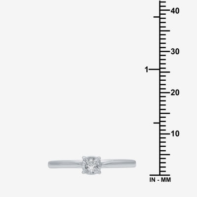 Womens Diamond Accent Natural White Diamond Sterling Silver Round Solitaire Engagement Ring