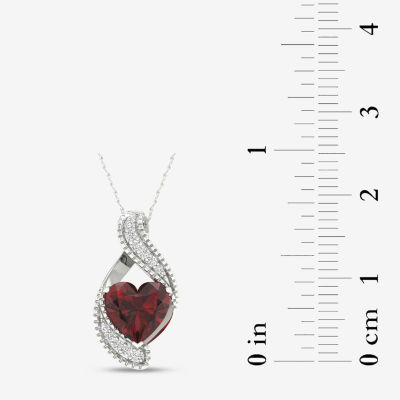 Womens Genuine Red Garnet Sterling Silver Heart Pendant Necklaces