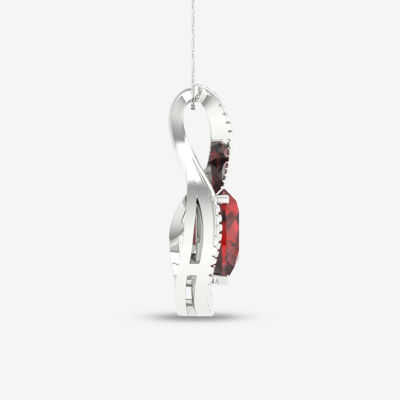 Womens Genuine Red Garnet Sterling Silver Heart Pendant Necklaces