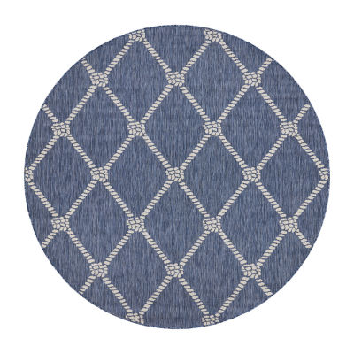 Samantha Nautical Knot 7'6"X7'6" Indoor Outdoor Round Area Rug