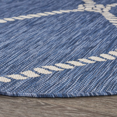 Samantha Nautical Knot 7'6"X7'6" Indoor Outdoor Round Area Rug