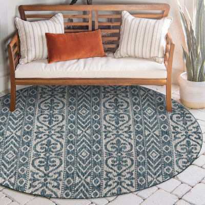 Sylvestra Entwined Geometric 7'6"X7'6" Indoor Outdoor Round Area Rug