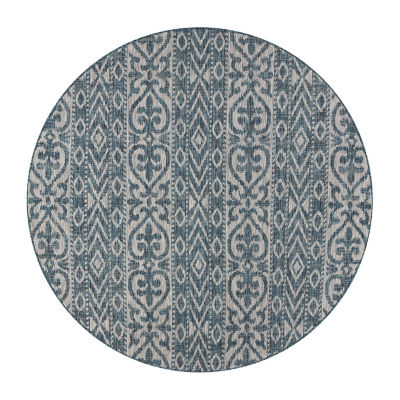 Sylvestra Entwined Geometric 7'6"X7'6" Indoor Outdoor Round Area Rug
