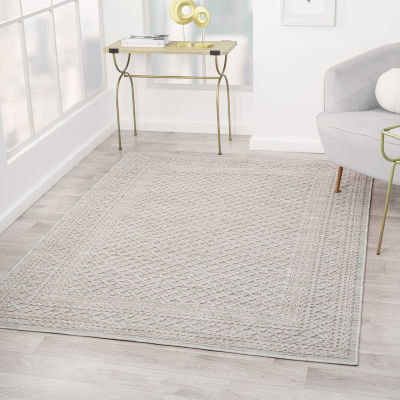 Winona Lightly Bordered PET Yarn Indoor Outdoor Rectangular Area Rug