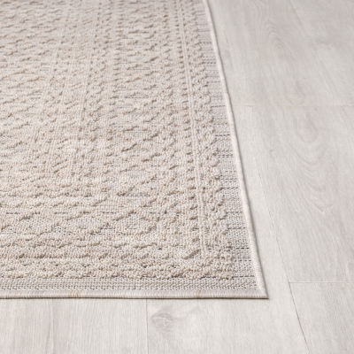 Winona Lightly Bordered PET Yarn Indoor Outdoor Rectangular Area Rug