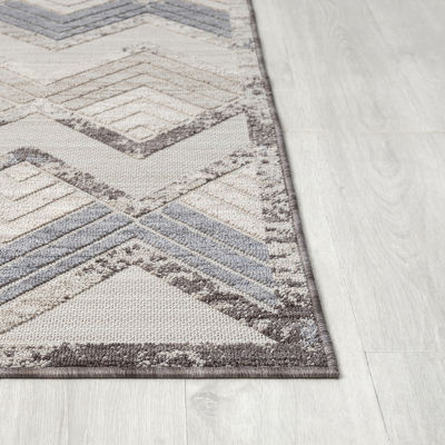 Winona Chevron PET Yarn Indoor Outdoor Rectangular Area Rug