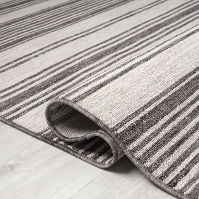 Winona Multi Stripe PET Yarn Indoor Outdoor Rectangular Area Rug