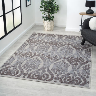 Winona Damask PET Yarn Indoor Outdoor Rectangular Area Rug