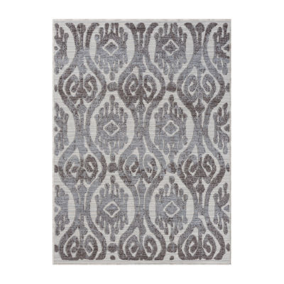 Winona Damask PET Yarn Indoor Outdoor Rectangular Area Rug