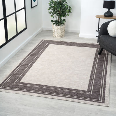 Winona Bordered PET Yarn Indoor Outdoor Rectangular Area Rug