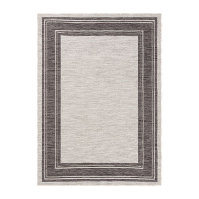 Winona Bordered PET Yarn Indoor Outdoor Rectangular Area Rug