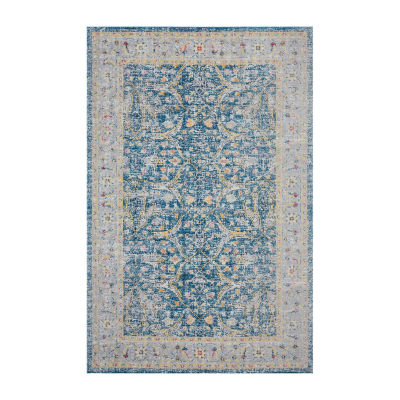 Anica Bordered Floral Filigree Indoor Outdoor Rectangular Area Rug