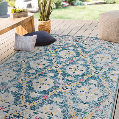 Anica Traditional Eclectic Floral Indoor Outdoor Rectangular Area Rug