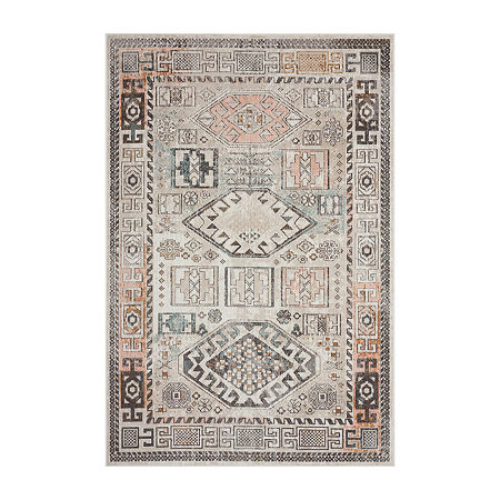 Anica Southwestern Geometric Indoor Outdoor Rectangular Area Rug, One Size, Brown