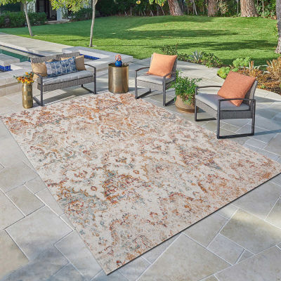 Anica Traditional Eclectic Ikat Indoor Outdoor Rectangular Area Rug