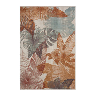 Anica Coastal Leaf Indoor Outdoor Rectangular Area Rug