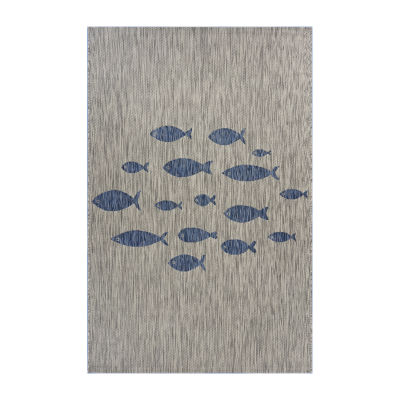 Catherine School Of Fish Indoor Outdoor Rectangular Area Rug