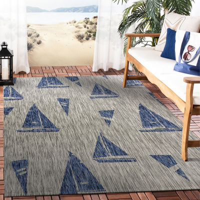 Catherine Nautical Sailboats Indoor Outdoor Rectangular Area Rug