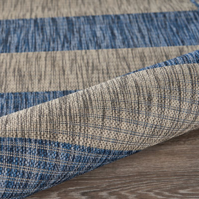 Catherine Coastal Striped Indoor Outdoor Rectangular Area Rug