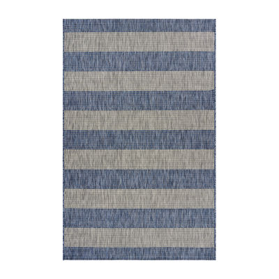 Catherine Coastal Striped Indoor Outdoor Rectangular Area Rug