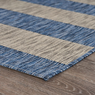 Catherine Coastal Striped Indoor Outdoor Rectangular Area Rug