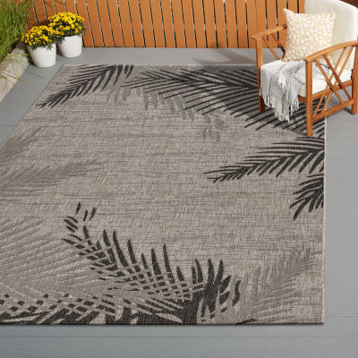 Celeste Coastal Palm Leaf Indoor Outdoor Rectangular Area Rug