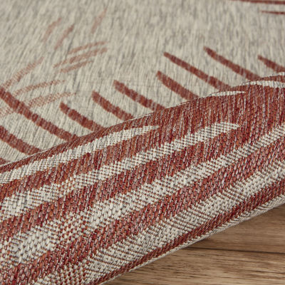 Celeste Coastal Palm Leaf Indoor Outdoor Rectangular Area Rug