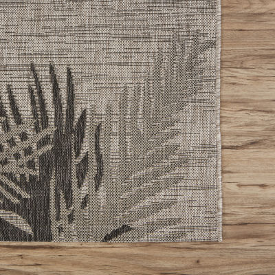 Celeste Coastal Palm Leaf Indoor Outdoor Rectangular Area Rug