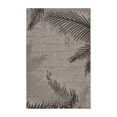 Celeste Coastal Palm Leaf Indoor Outdoor Rectangular Area Rug