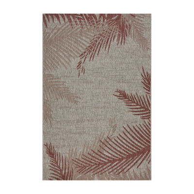 Celeste Coastal Palm Leaf Indoor Outdoor Rectangular Area Rug