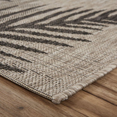 Celeste Coastal Palm Leaf Indoor Outdoor Rectangular Area Rug