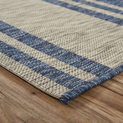 Celeste Nautical Anchor Indoor Outdoor Rectangular Area Rug