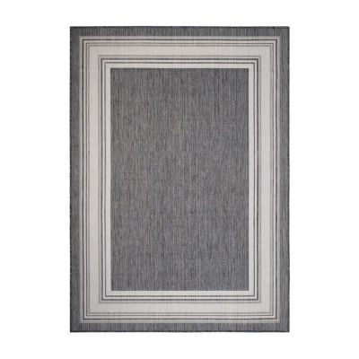 Kimberly Framing Striped Bordered Indoor Outdoor Rectangular Area Rug