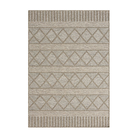 Odette Contemporary Diamond Indoor Outdoor Rectangular Area Rug, One Size, Brown