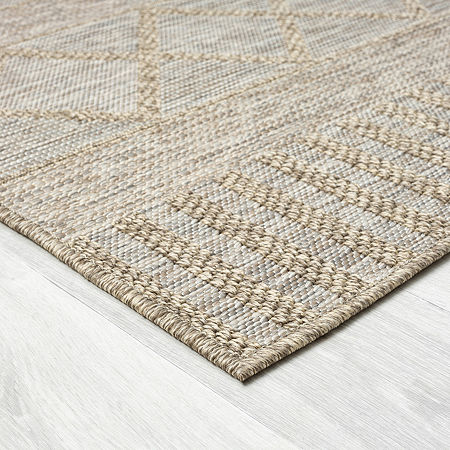 Odette Contemporary Diamond Indoor Outdoor Rectangular Area Rug, One Size, Brown