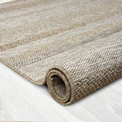 Odette Modern Striped Indoor Outdoor Rectangular Area Rug