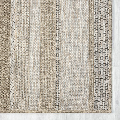 Odette Modern Striped Indoor Outdoor Rectangular Area Rug