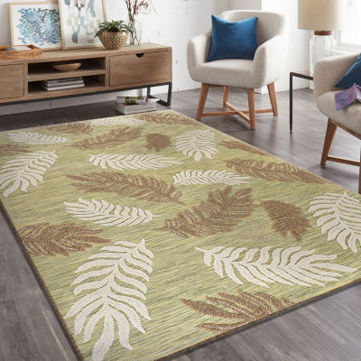 Reese Tropical Leaf Botanical Indoor Outdoor Rectangular Area Rug