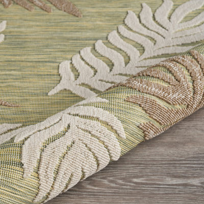 Reese Tropical Leaf Botanical Indoor Outdoor Rectangular Area Rug