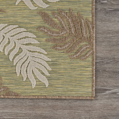 Reese Tropical Leaf Botanical Indoor Outdoor Rectangular Area Rug