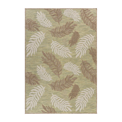 Reese Tropical Leaf Botanical Indoor Outdoor Rectangular Area Rug