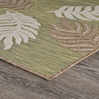 Reese Tropical Leaf Botanical Indoor Outdoor Rectangular Area Rug